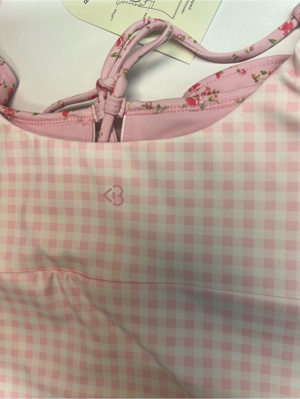 Blogilates Ruffle Lace-Up Tank – Pink Gingham - Picture 3 of 6